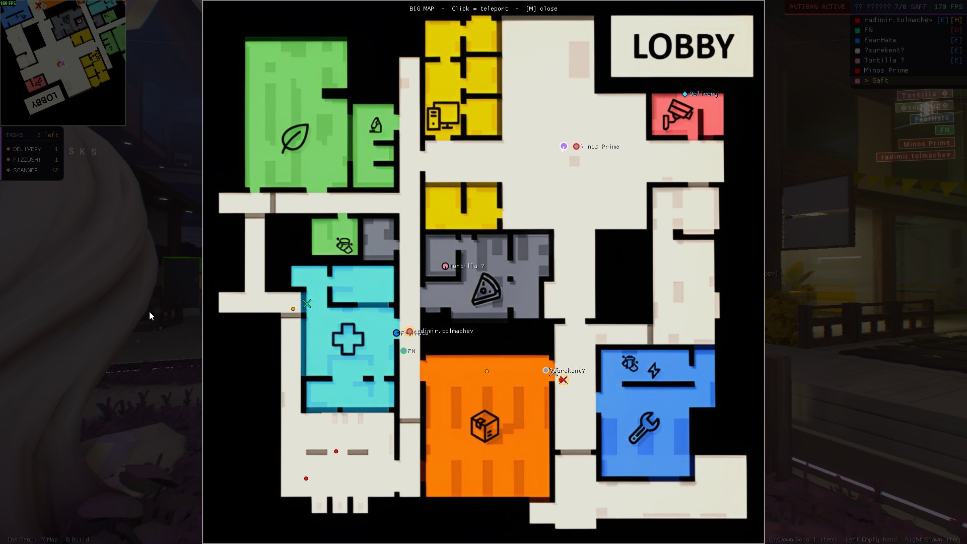 Big map overlay with click-to-teleport