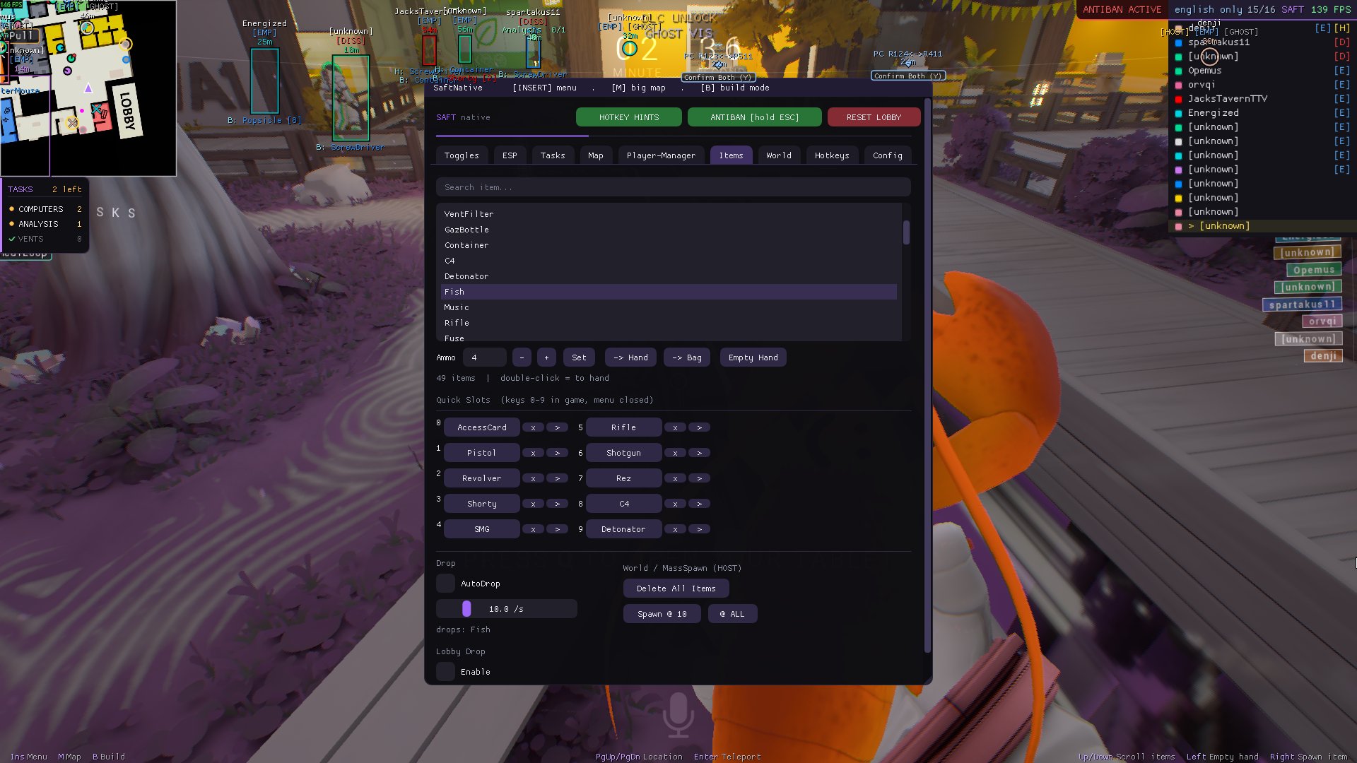 Item spawner tab