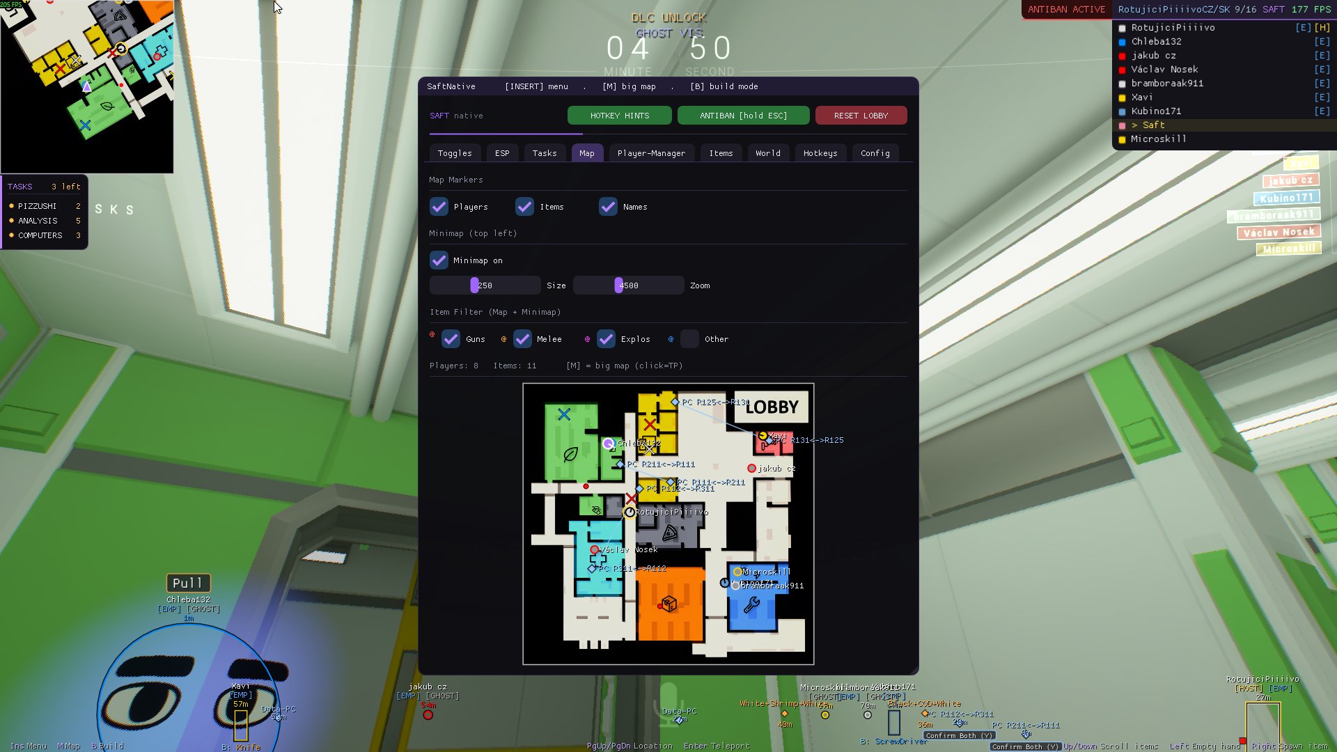 Map tab with station layout