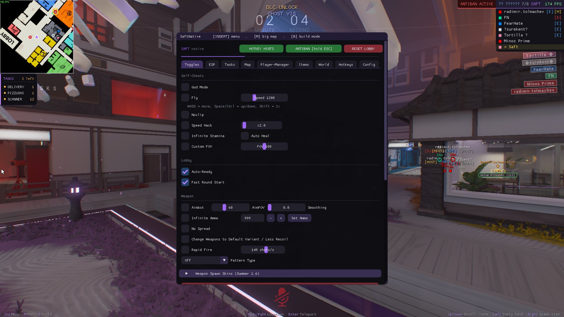 Main toggles tab with core cheats